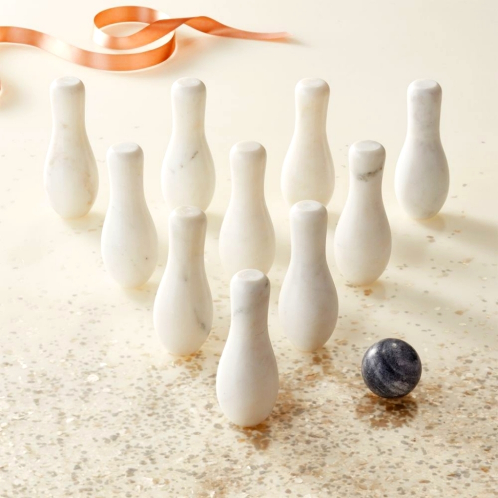 CB2 Marble Tabletop Bowling Game Set